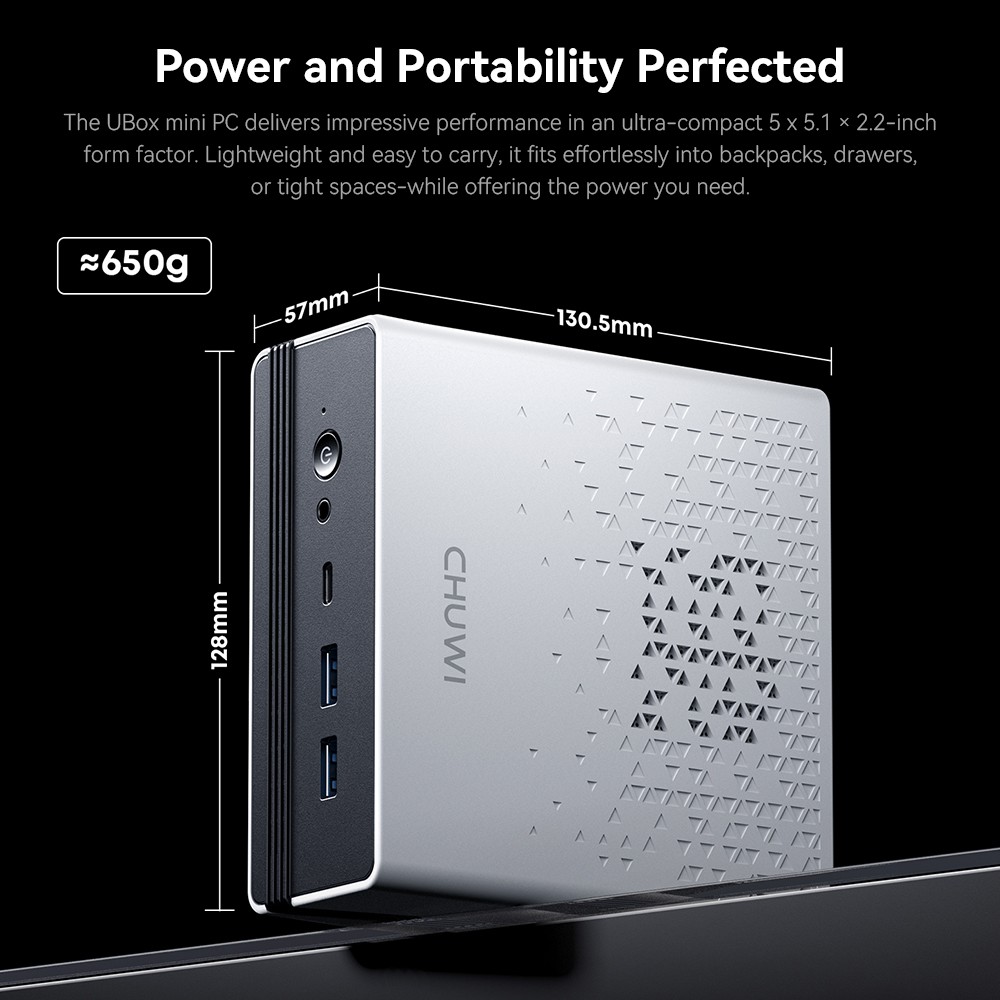 CHUWI UBox Mini PC AMD Ryzen 5 7430U 6 Cores Max 4 3GHz 16GB RAM 512GB SSD Full-featured USB-C HDMI DP 4K Triple Display