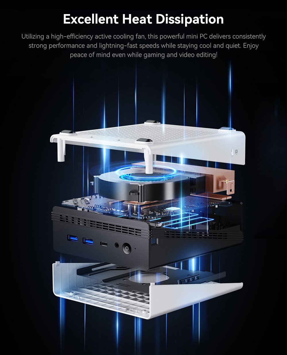 CHUWI UBox Mini PC AMD Ryzen 5 7430U 6 Cores Max 4 3GHz 16GB RAM 512GB SSD Full-featured USB-C HDMI DP 4K Triple Display
