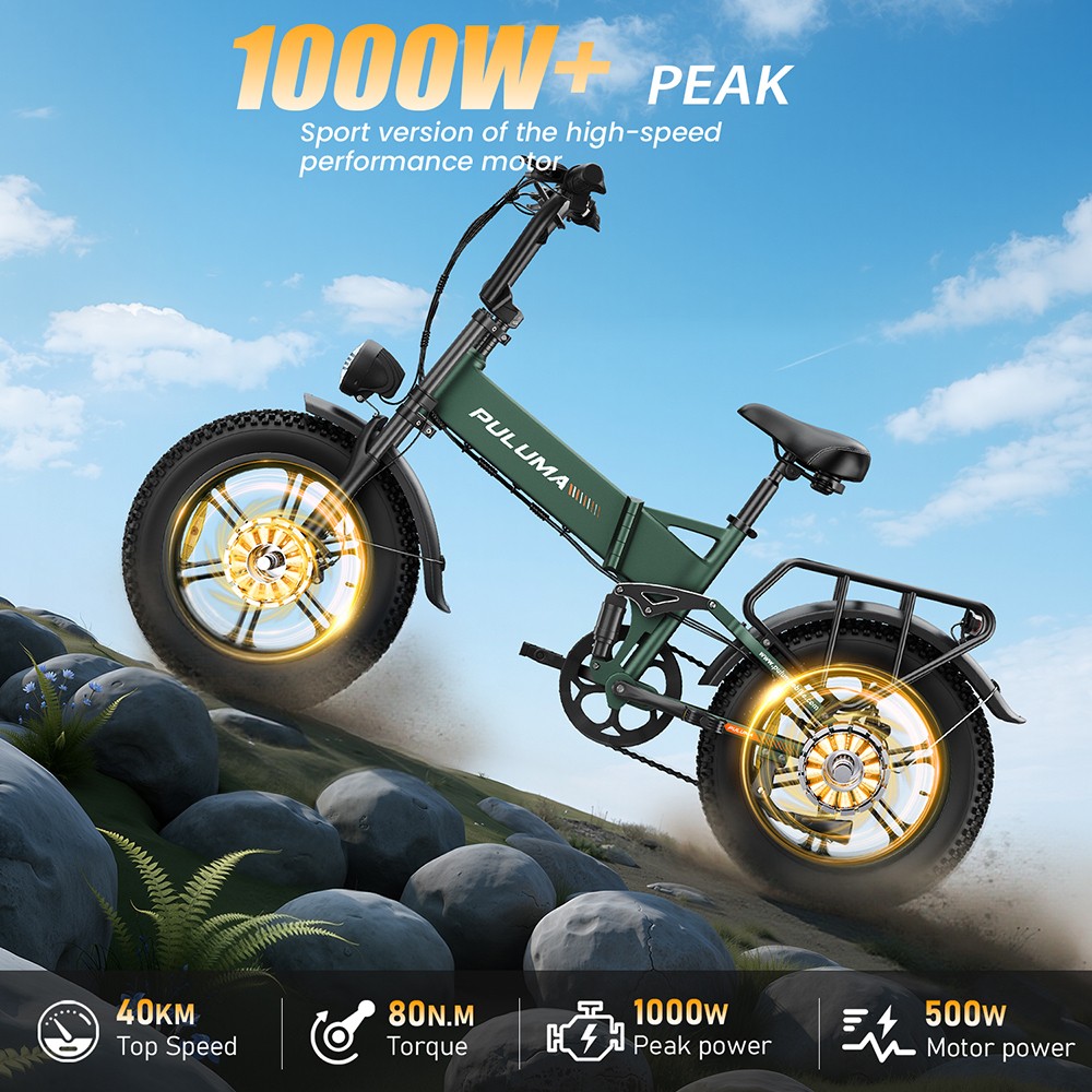 PULUMA PE500 Electric Bike 2*500W Motor 48V 17 5Ah Battery 20*4 0 inch Tires 40km/h Max Speed 150km Max Range Hydraulic O