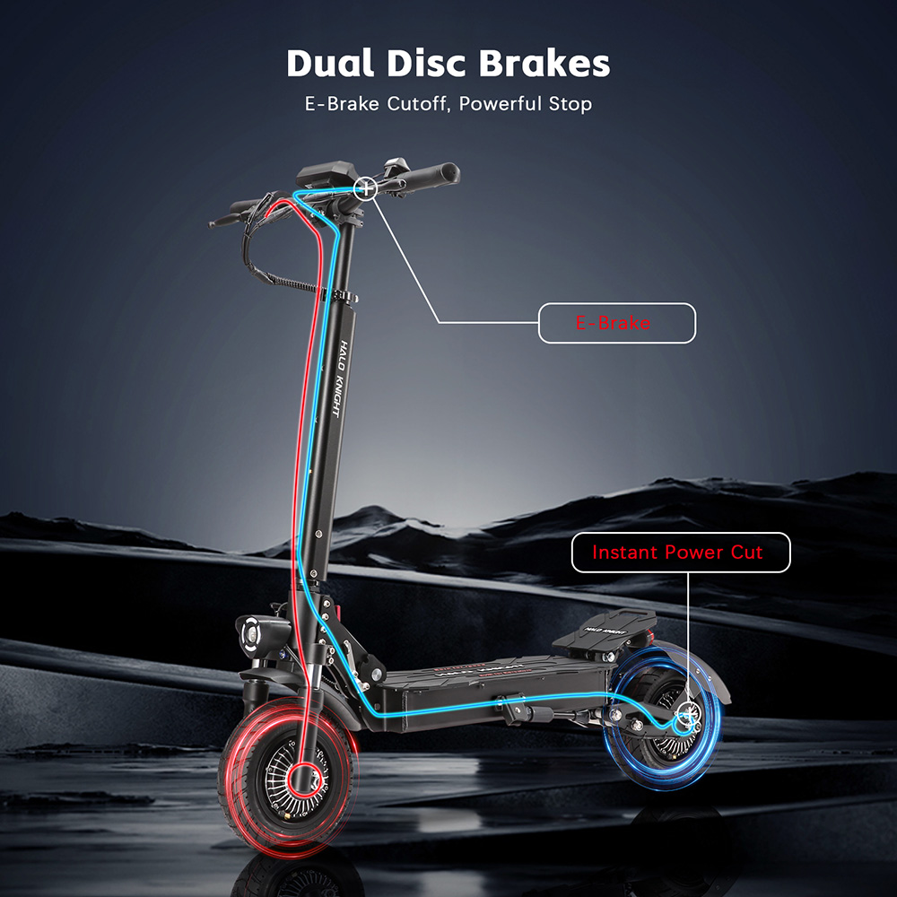 Halo Knight T104 Electric Scooter 1200W*2 Motor 52V 21Ah Battery 10 inch Tires 65km/h Max Speed 45km Range Front