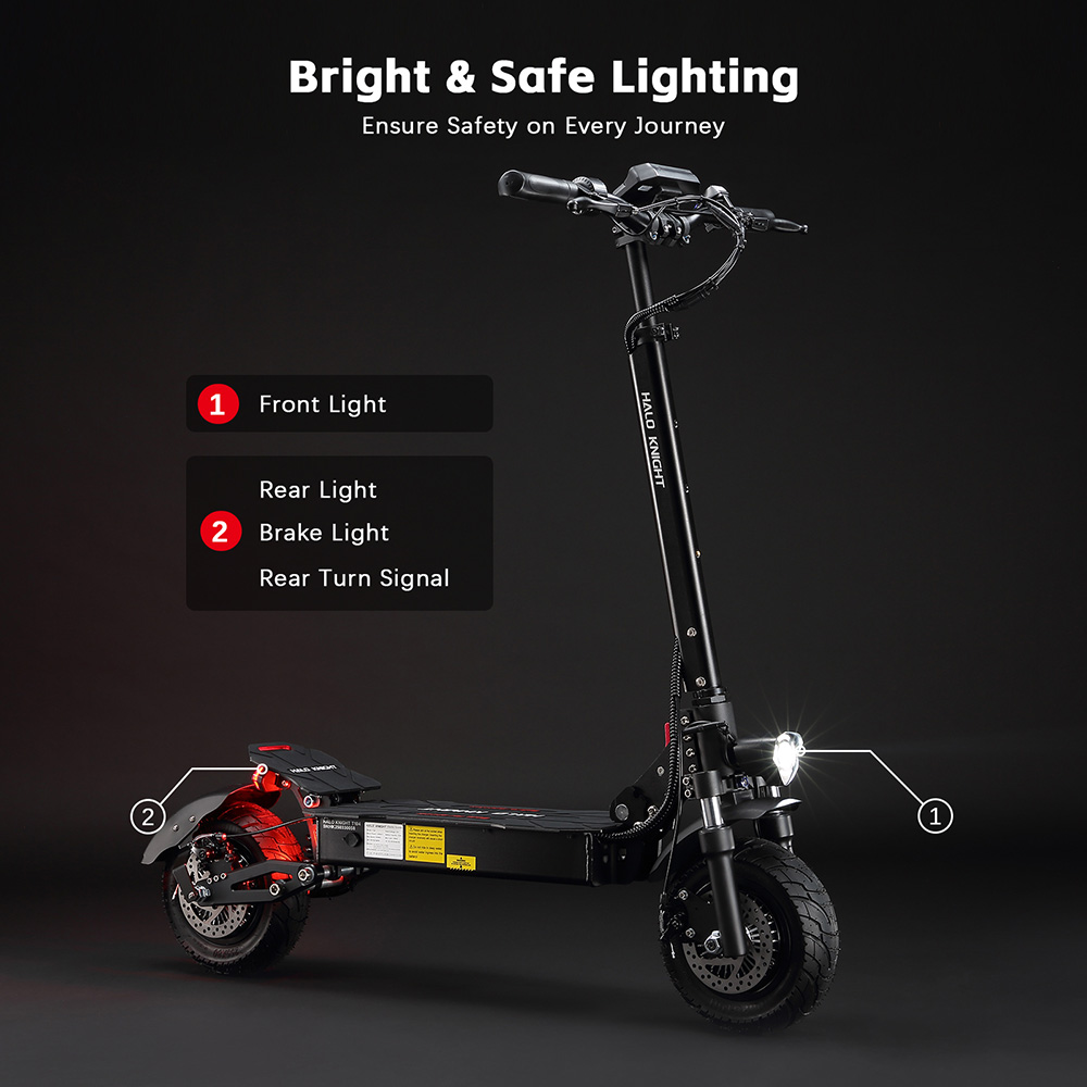 Halo Knight T104 Electric Scooter 1200W*2 Motor 52V 21Ah Battery 10 inch Tires 65km/h Max Speed 45km Range Front