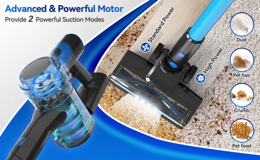 TASVAC V50 Cordless Vacuum Cleaner 25KPa Powerful Suction Stick Vacuum with LED Display 40 Mins Runtime 5-Stage Filtration