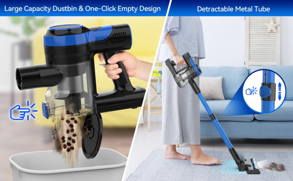 TASVAC V50 Cordless Vacuum Cleaner 25KPa Powerful Suction Stick Vacuum with LED Display 40 Mins Runtime 5-Stage Filtration