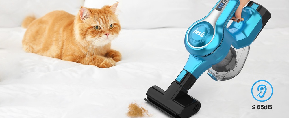 INSE S62 Cordless Stick Vacuum 30kPa Powerful Suction 45 Min Runtime LED Headlights 5-Stage HEPA