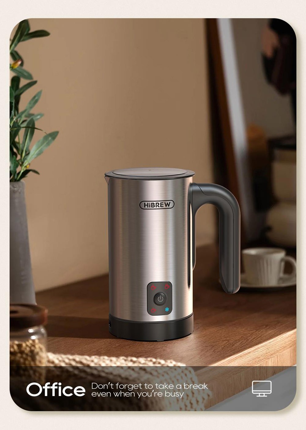 HiBREW M3A 4 in 1 Milk Frother Foamer Fully Automatic Milk Warmer Cold/Hot Frothing 130ml Frothing Capacity