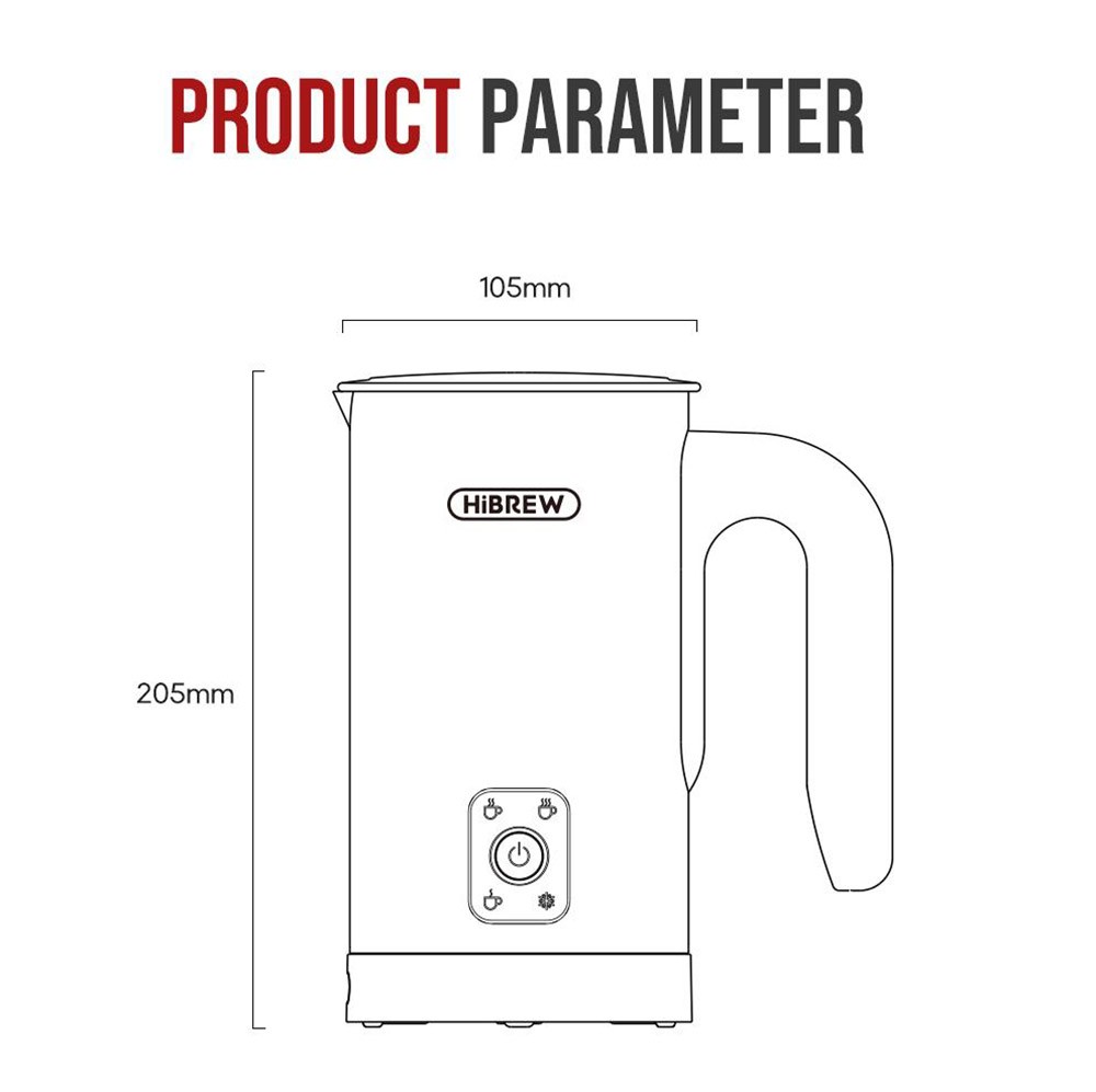 HiBREW M3A 4 in 1 Milk Frother Foamer Fully Automatic Milk Warmer Cold/Hot Frothing 130ml Frothing Capacity