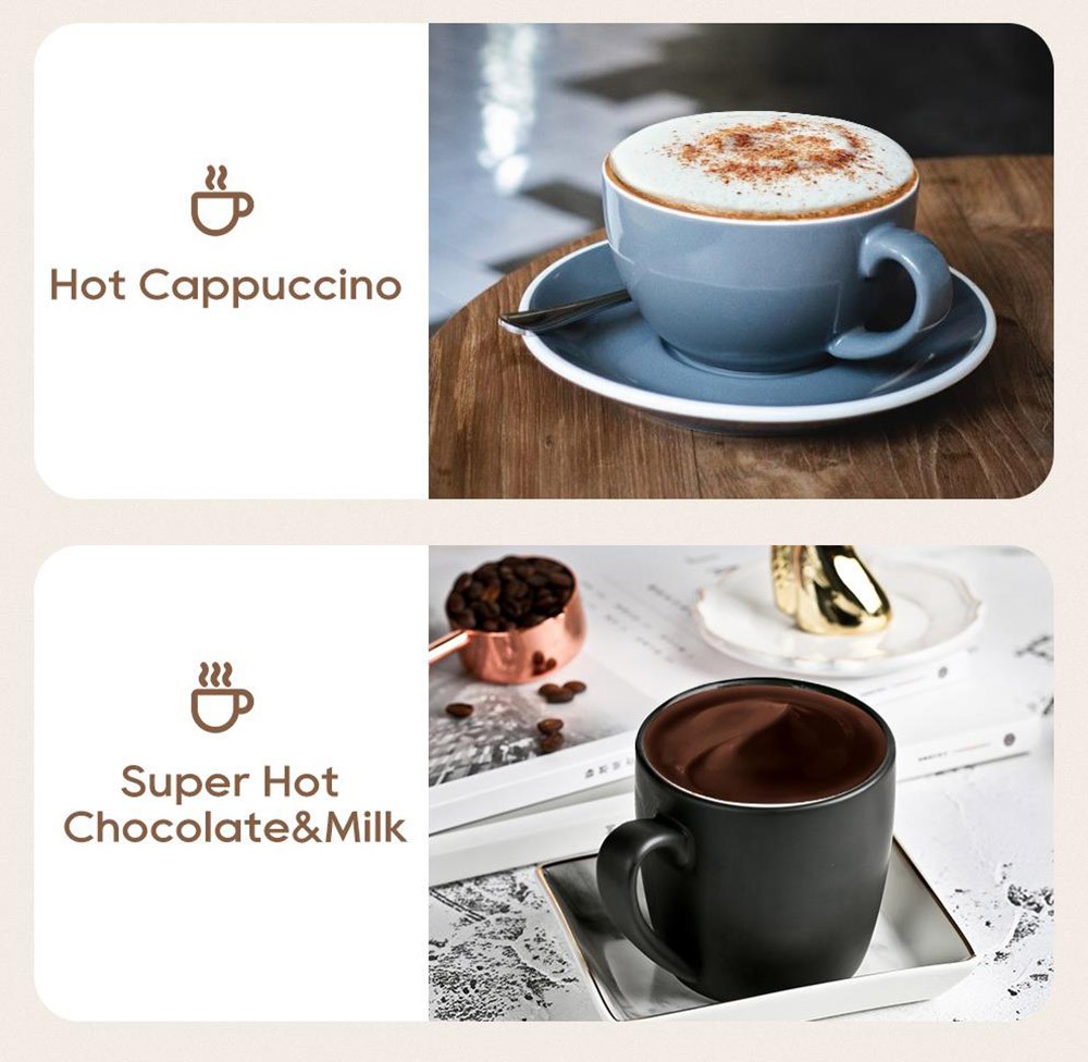 HiBREW M3A 4 in 1 Milk Frother Foamer Fully Automatic Milk Warmer Cold/Hot Frothing 130ml Frothing Capacity