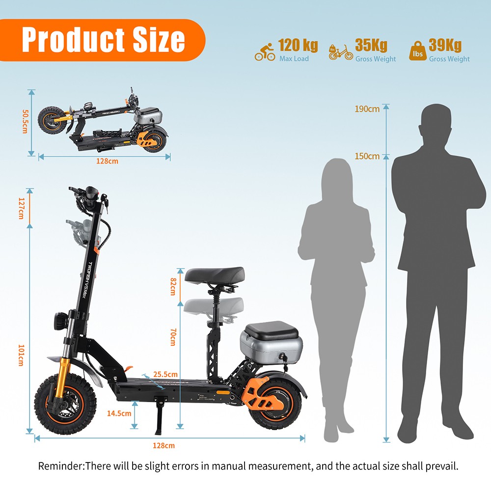 TWOFISH V5 MAX Electric Scooter with Seat  800W Motor  48V 18Ah Battery  Front 11 inch