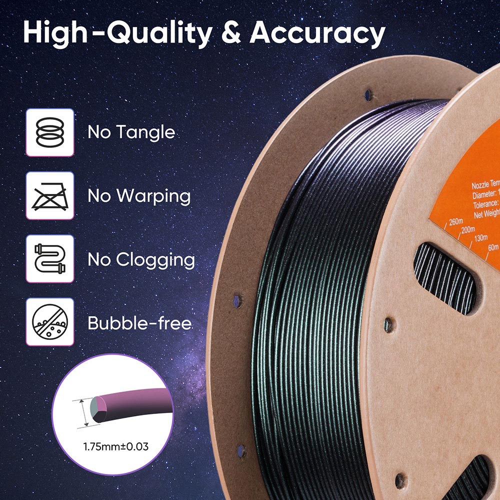ERYONE Burnt Titanium Tri Color PLA Filament 1kg - Black