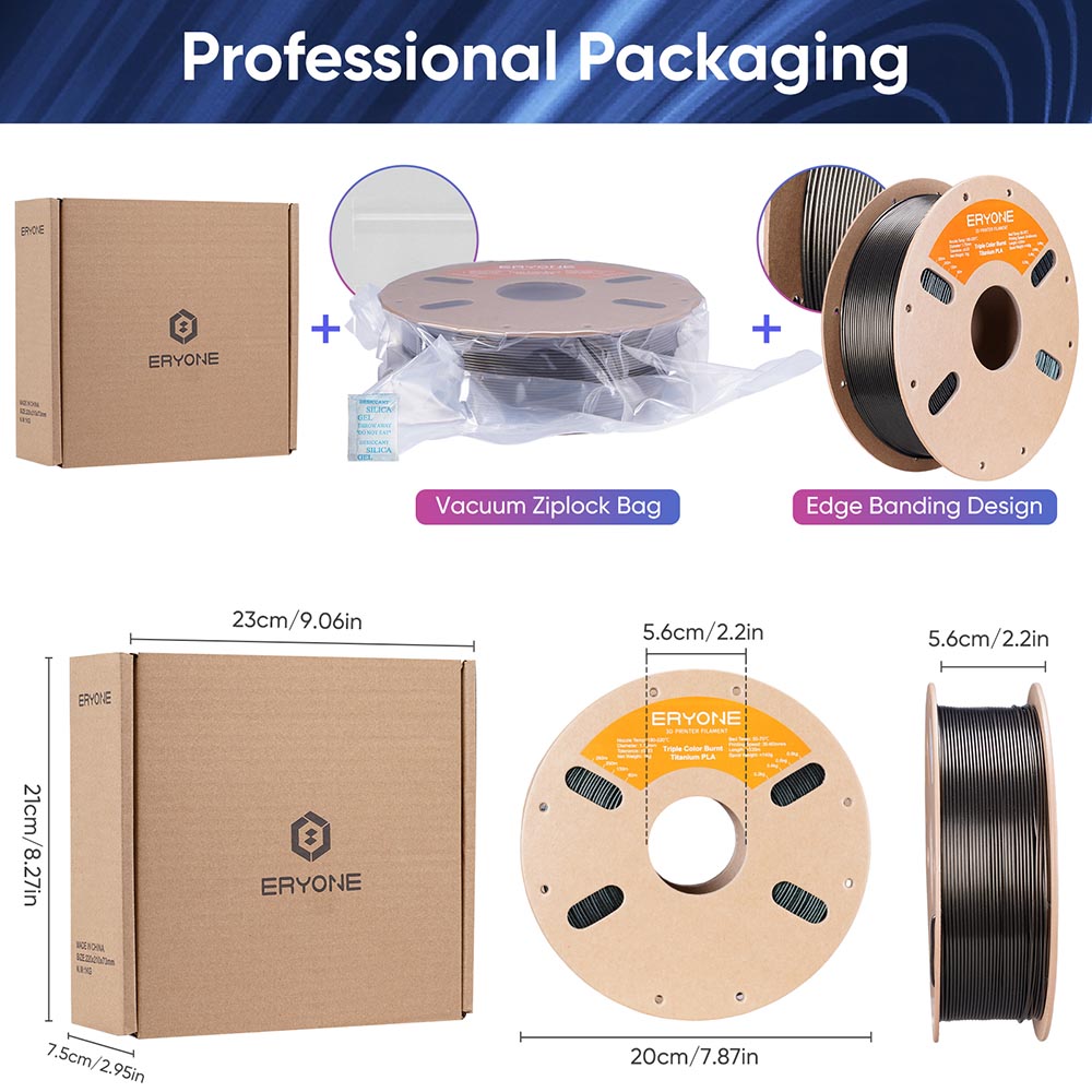 ERYONE Burnt Titanium Tri Color PLA Filament 1kg - Purple-blue