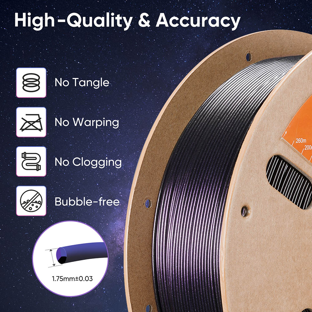 ERYONE Burnt Titanium Tri Color PLA Filament 1kg - Black