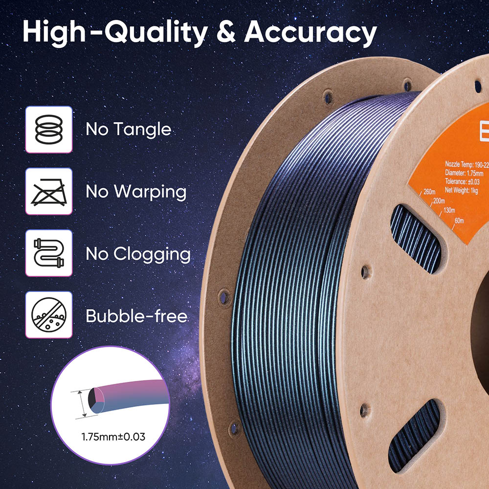 ERYONE Burnt Titanium Tri Color PLA Filament 1kg - Blue
