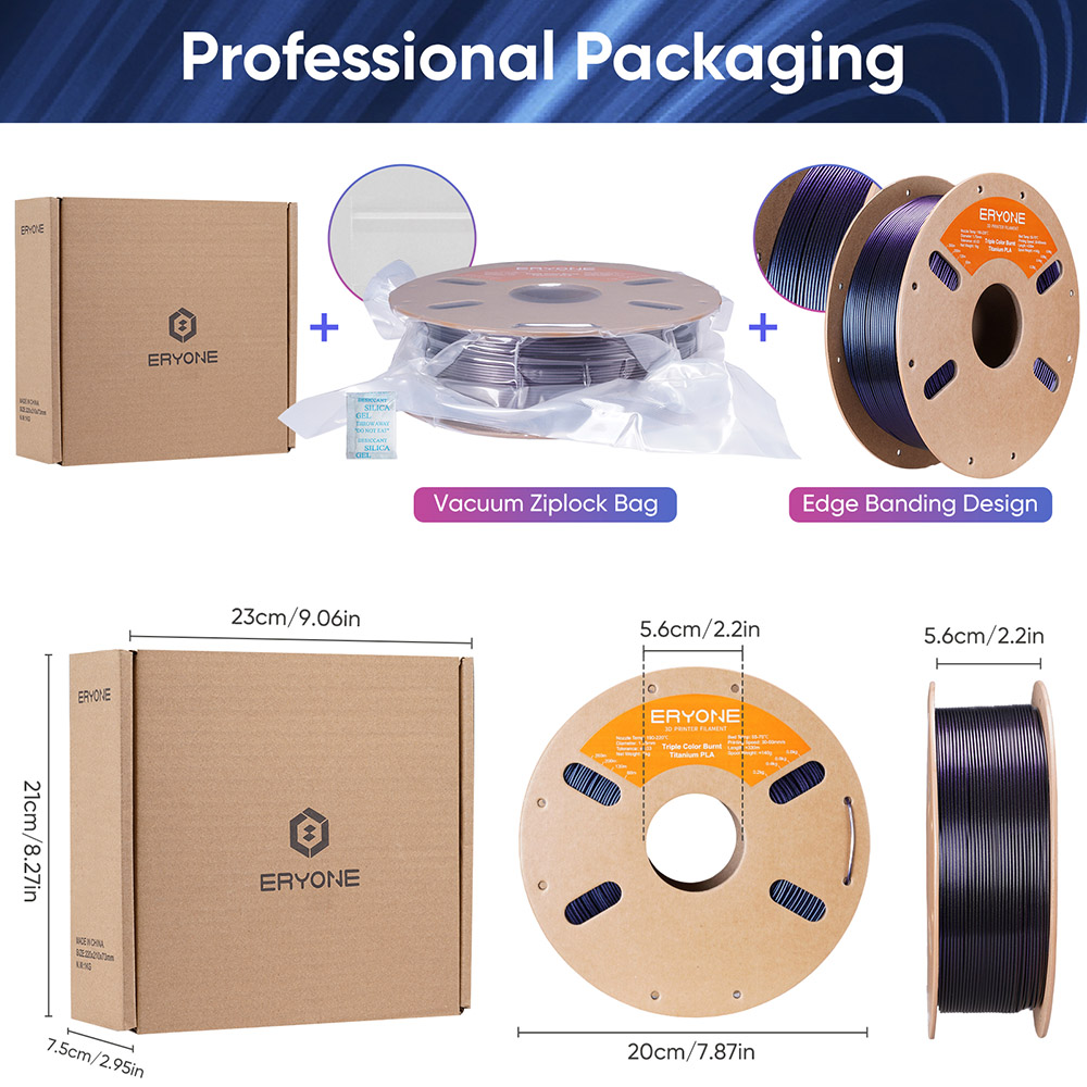 ERYONE Burnt Titanium Tri Color PLA Filament 1kg - Green