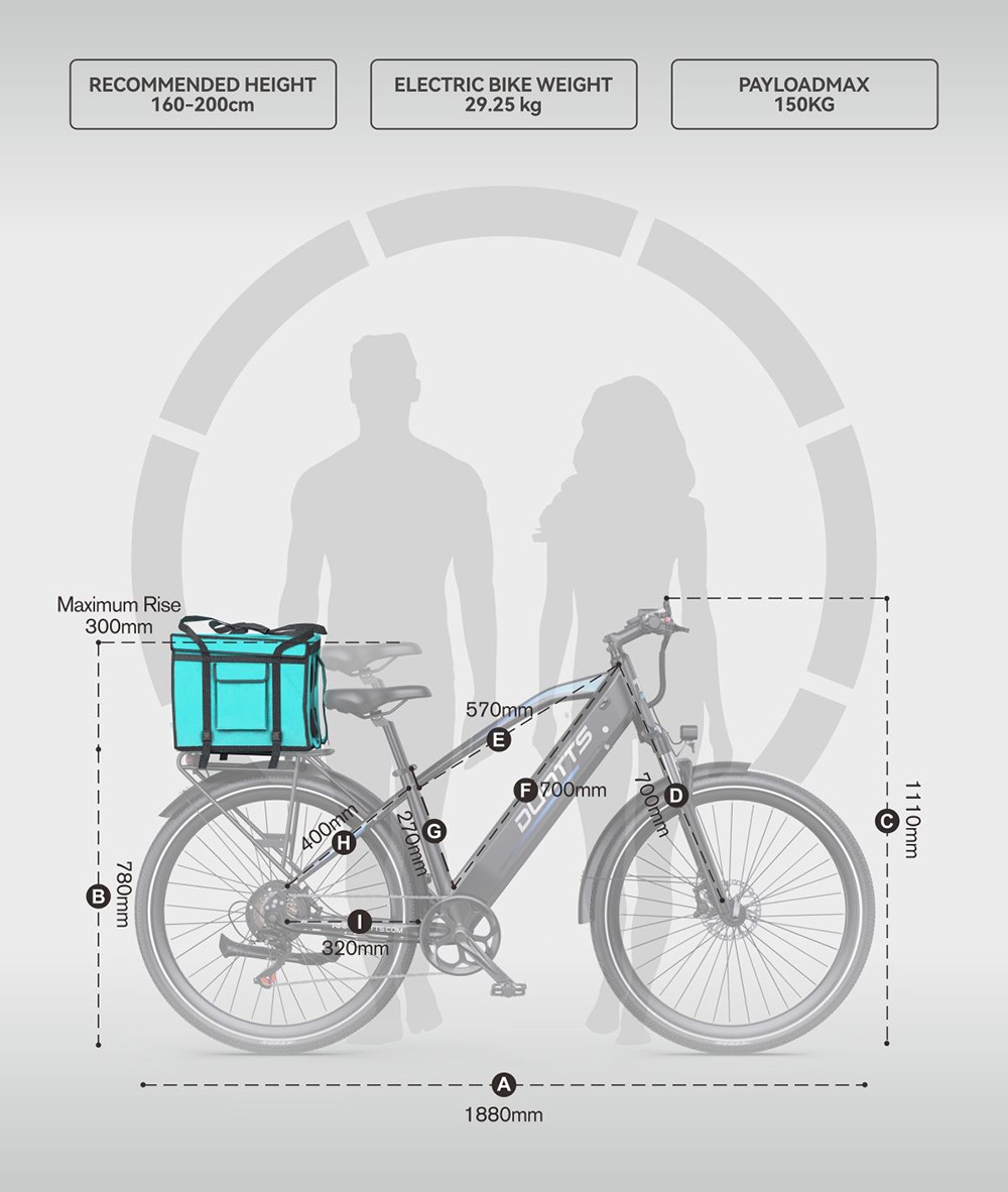 DUOTTS C29 Max Electric Bike 250W Motor 48V 18Ah Battery 29 inch Tires 25km/h Max Speed 120km Range Hydraulic Disc Brakes