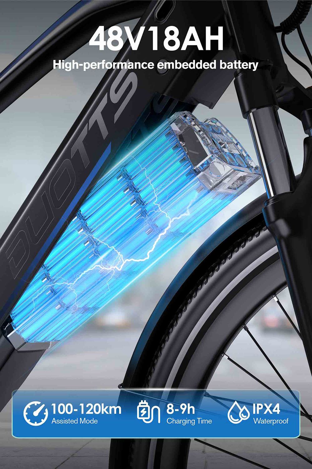 DUOTTS C29 Max Electric Bike 250W Motor 48V 18Ah Battery 29 inch Tires 25km/h Max Speed 120km Range Hydraulic Disc Brakes