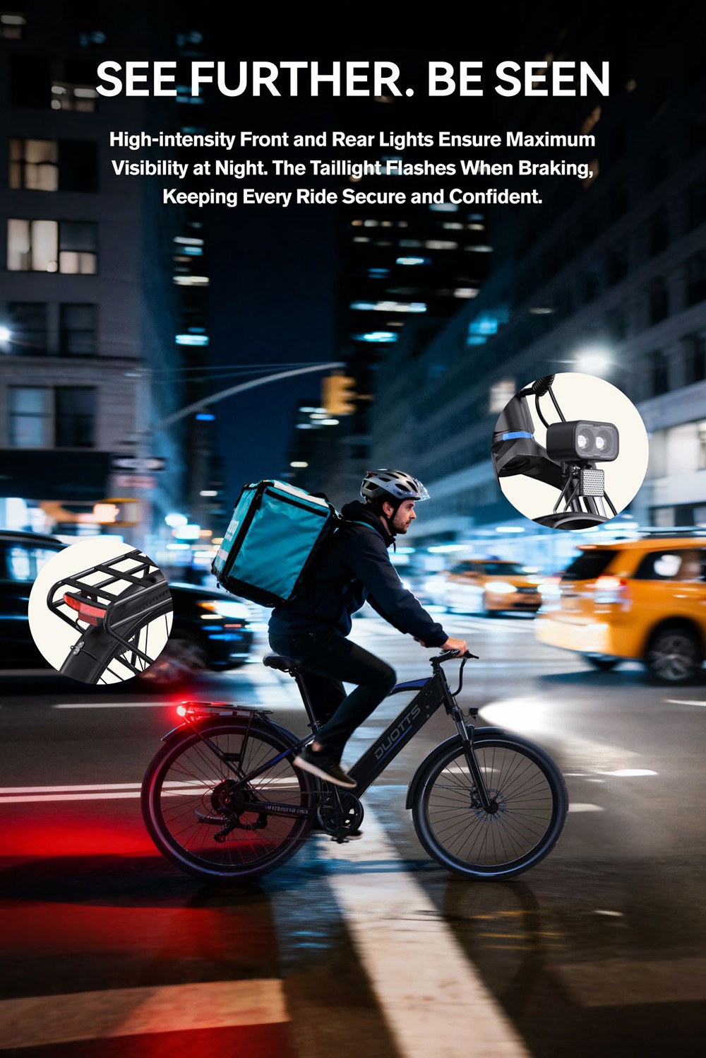 DUOTTS C29 Max Electric Bike 250W Motor 48V 18Ah Battery 29 inch Tires 25km/h Max Speed 120km Range Hydraulic Disc Brakes