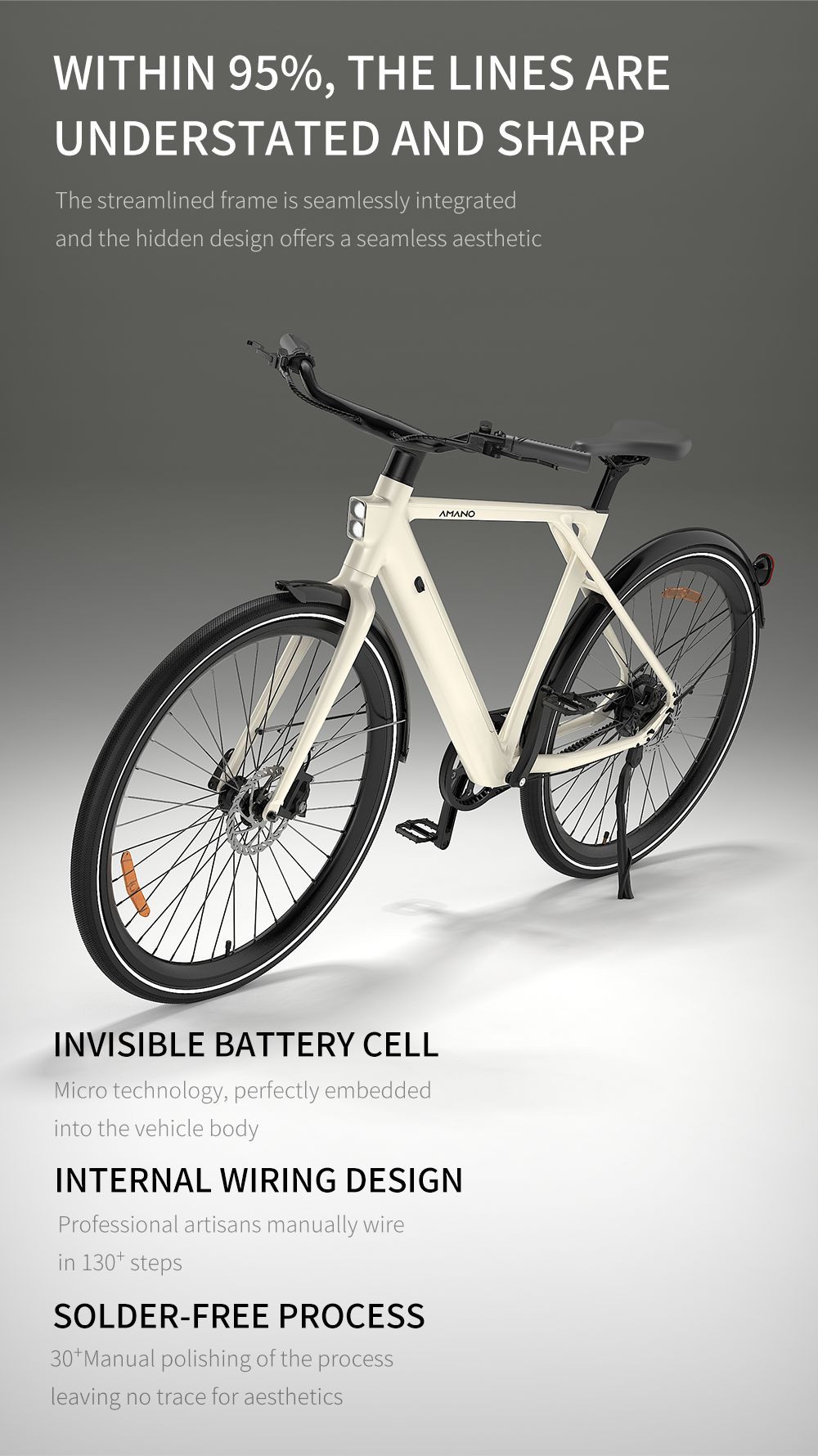 PIXAR S900 Electric Bike 250W Motor 36V 10Ah Battery 700*45C Tires 25km/h Max Speed 100km Range Hydraulic Disc Brake - Wh
