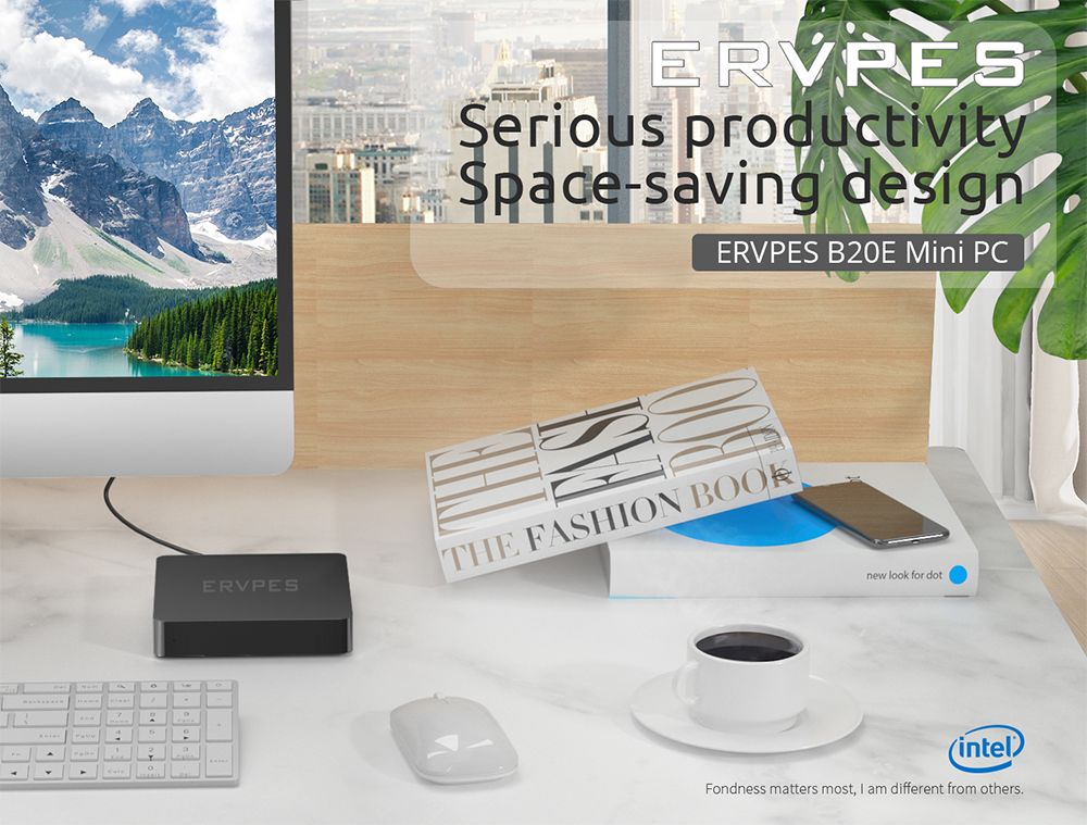 ERVPES B20E Mini PC Intel J3710 4 Cores Max 2 64GHz 8GB RAM 128GB SSD Dual Screen Display WiFi 5 Bluetooth 5 0 2*USB3 0 2
