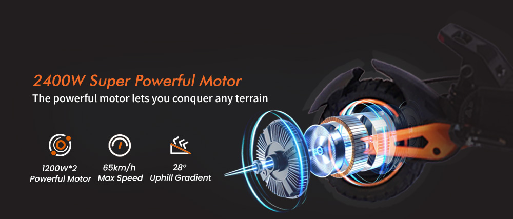 GELEIPU Z1 Pro Electric Scooter  1200W*2 Motor  52V 20Ah Battery  10 inch Tires  65km/h Max Speed  70km Range  Dual Mechanical