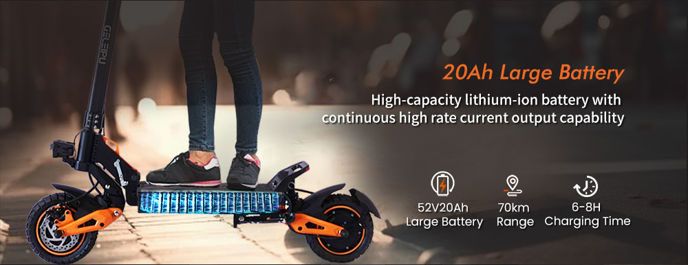 GELEIPU Z1 Pro Electric Scooter  1200W*2 Motor  52V 20Ah Battery  10 inch Tires  65km/h Max Speed  70km Range  Dual Mechanical