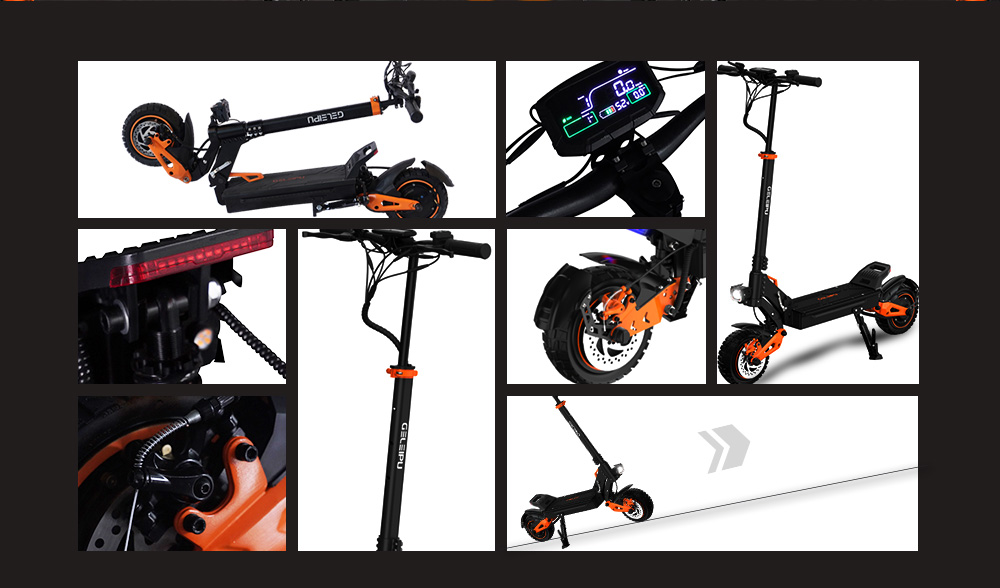 GELEIPU Z1 Pro Electric Scooter  1200W*2 Motor  52V 20Ah Battery  10 inch Tires  65km/h Max Speed  70km Range  Dual Mechanical