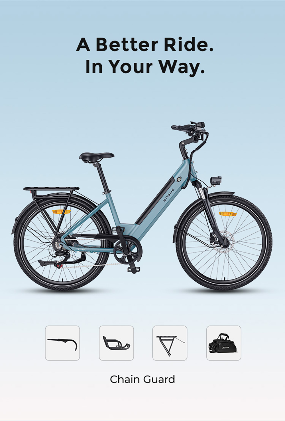 ENGWE P275 SE Electric Bike 250W Motor 36V 13Ah Battery 27 5 inch Tires 25km/h Max Speed 100km Range Hydraulic Disc Brake