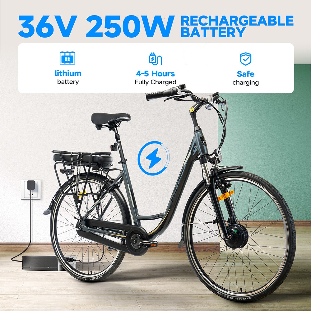 CITY 1 3-20 Electric Bike 250W Motor 37V 14Ah Battery 700*40C Tires 25km/h Max Speed 45km Range Front