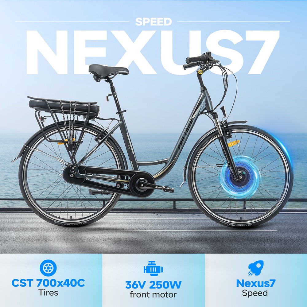 CITY 1 3-18 Electric Bike 250W Motor 37V 14Ah Battery 700*40C Tires 25km/h Max Speed 45km Range Front