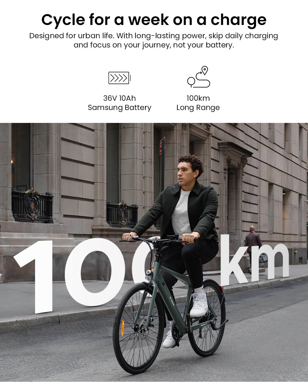 ENGWE MapFour N1 Air Electric Bike 250W Motor 36V 10Ah Battery 700*38C Spoke Tires 25km/h Max Speed 100km Range Front