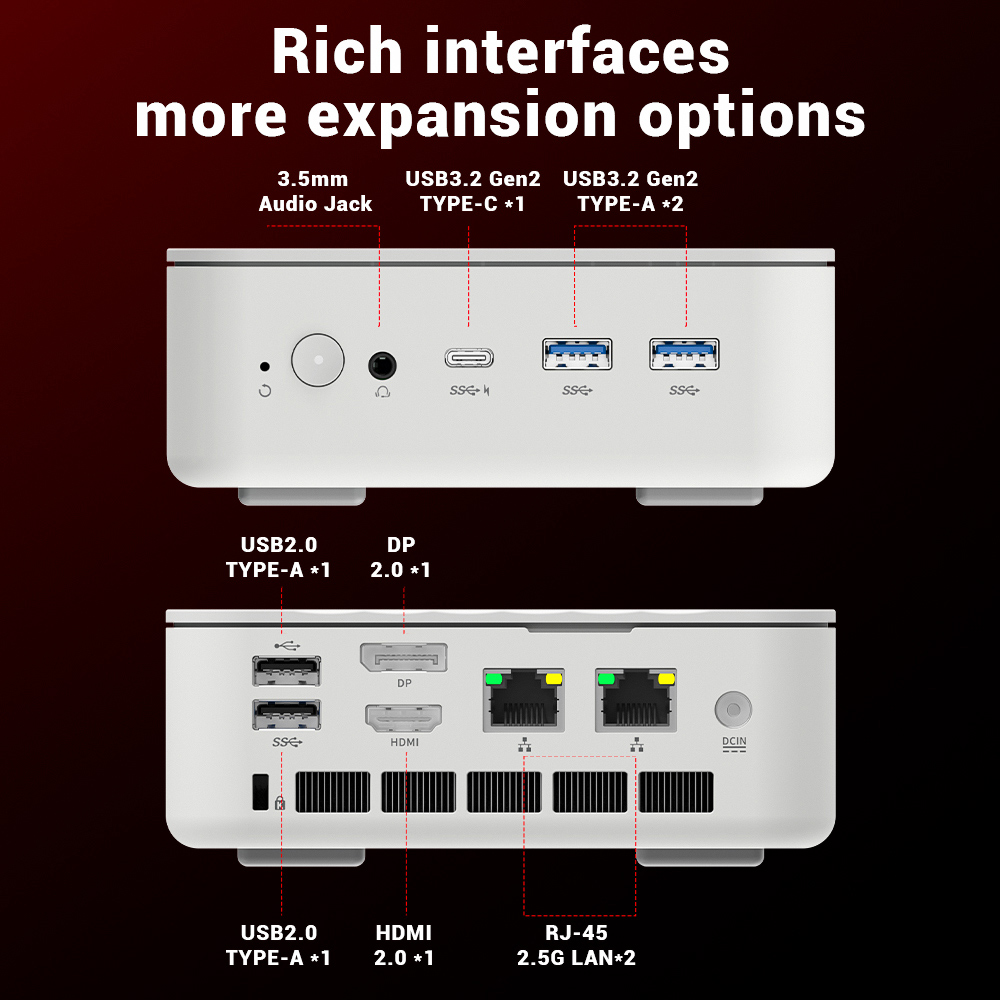 FIREBAT AM02 Mini PC AMD Ryzen 5 7430U 6 Cores Max 4 3GHz 16GB RAM 512GB SSD HDMI DP Type-C Triple Screen Display WiFi 6 Bl