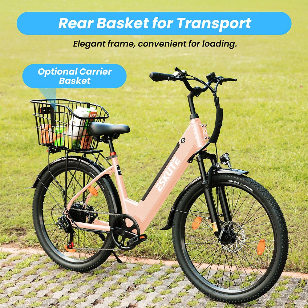 ESKUTE C100 Plus Electric Bike 250W Motor 36V 13Ah Battery 26 inch Tires 25km/h Max Speed 100km Range Shimano 7-speed LC