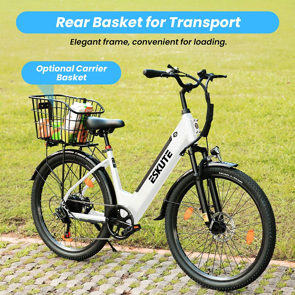 ESKUTE C100 Plus Electric Bike 250W Motor 36V 13Ah Battery 26 inch Tires 25km/h Max Speed 100km Range Shimano 7-speed LC