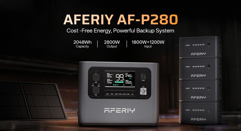 AFERIY P280 Portable Power Station  2800W AC Pure Sine Wave Output  2048Wh LiFePO4 Battery  Expandable Capacity  13 Output Port