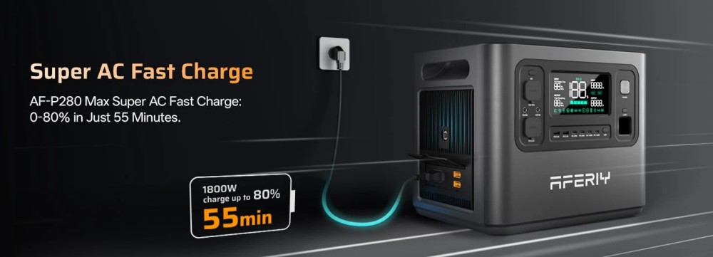 AFERIY P280 Portable Power Station  2800W AC Pure Sine Wave Output  2048Wh LiFePO4 Battery  Expandable Capacity  13 Output Port