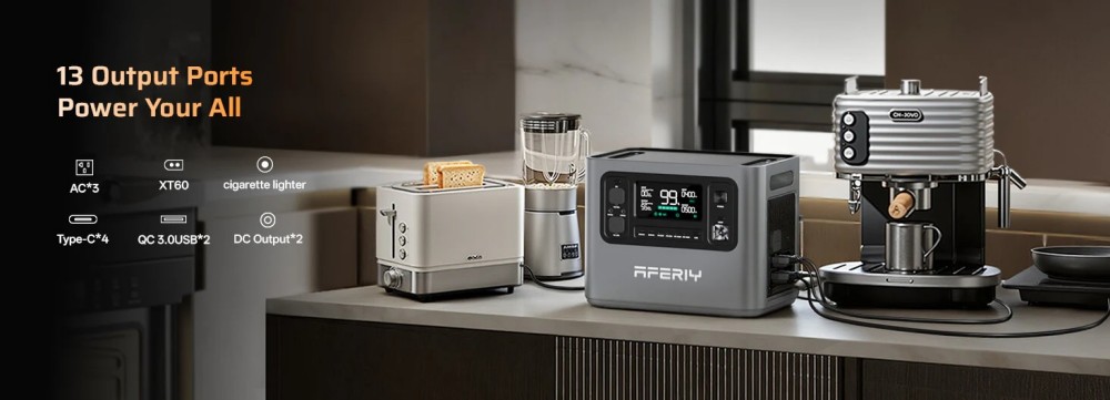 AFERIY P280 Portable Power Station  2800W AC Pure Sine Wave Output  2048Wh LiFePO4 Battery  Expandable Capacity  13 Output Port