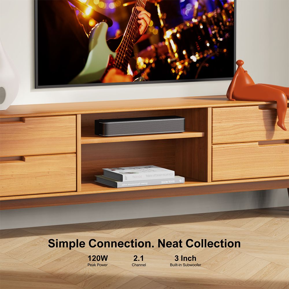 ULTIMEA Solo B30 2 1 Channel Soundbar  120W Peak Power  121 Preset EQ Matrices  Bluetooth 5 3  APP Control