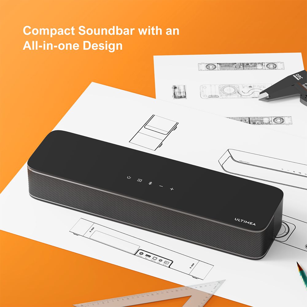 ULTIMEA Solo B30 2 1 Channel Soundbar  120W Peak Power  121 Preset EQ Matrices  Bluetooth 5 3  APP Control