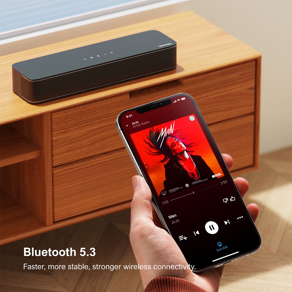 ULTIMEA Solo B30 2 1 Channel Soundbar  120W Peak Power  121 Preset EQ Matrices  Bluetooth 5 3  APP Control