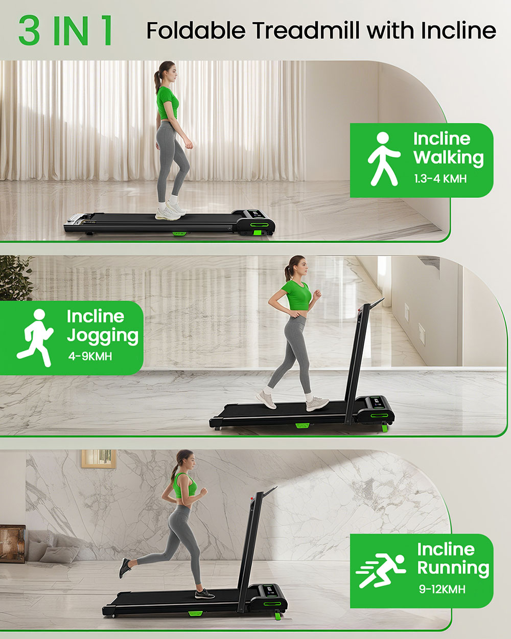 Akluer 480L-B Incline Walking Pad with Foldable Handle  2 5HP Quiet Motor  LED Screen