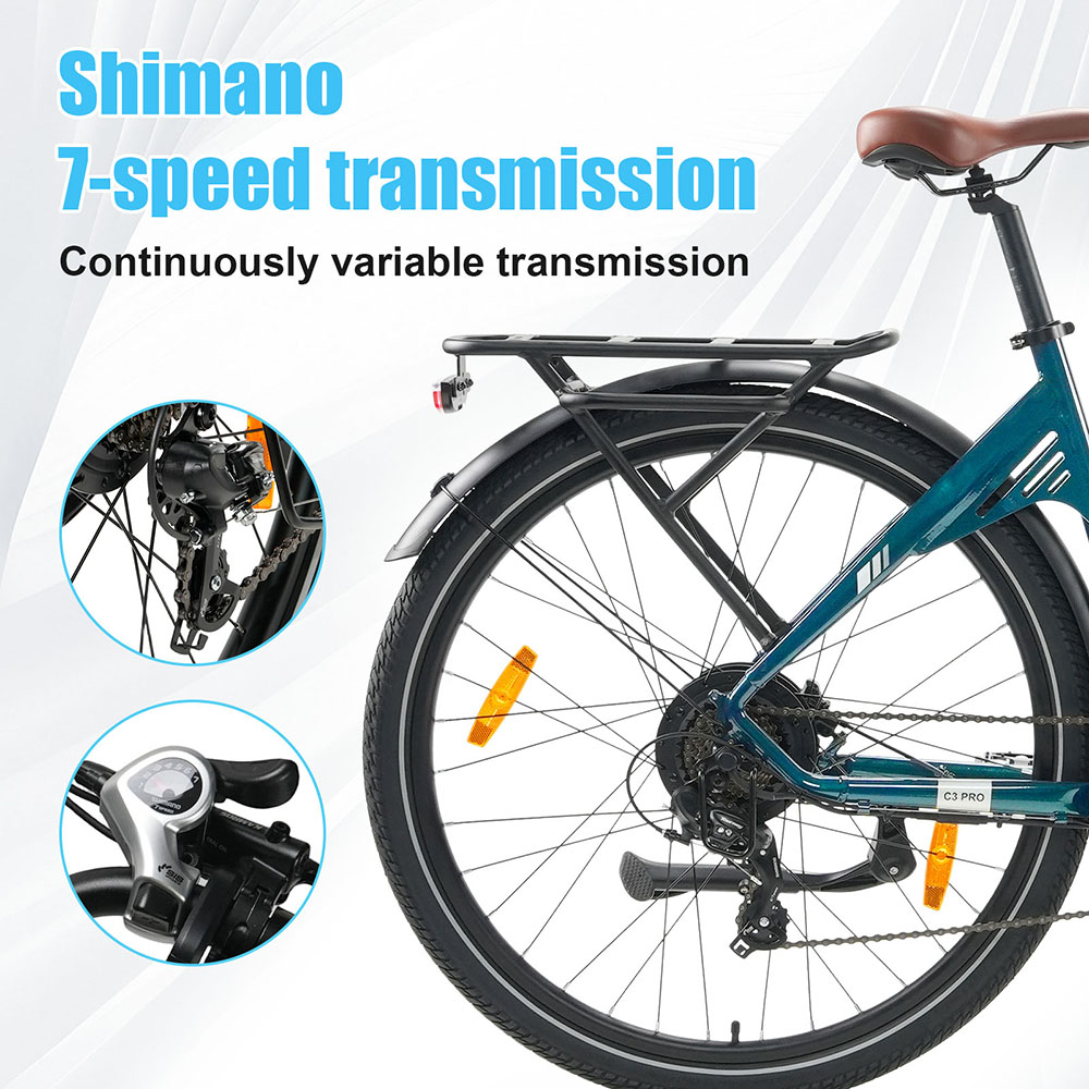 TTGO C3 Pro Electric Bike 250W Motor 36V 20Ah Battery 28 inch Tires 25km/h Max Speed 120km Max Range Hydraulic Disc Brake