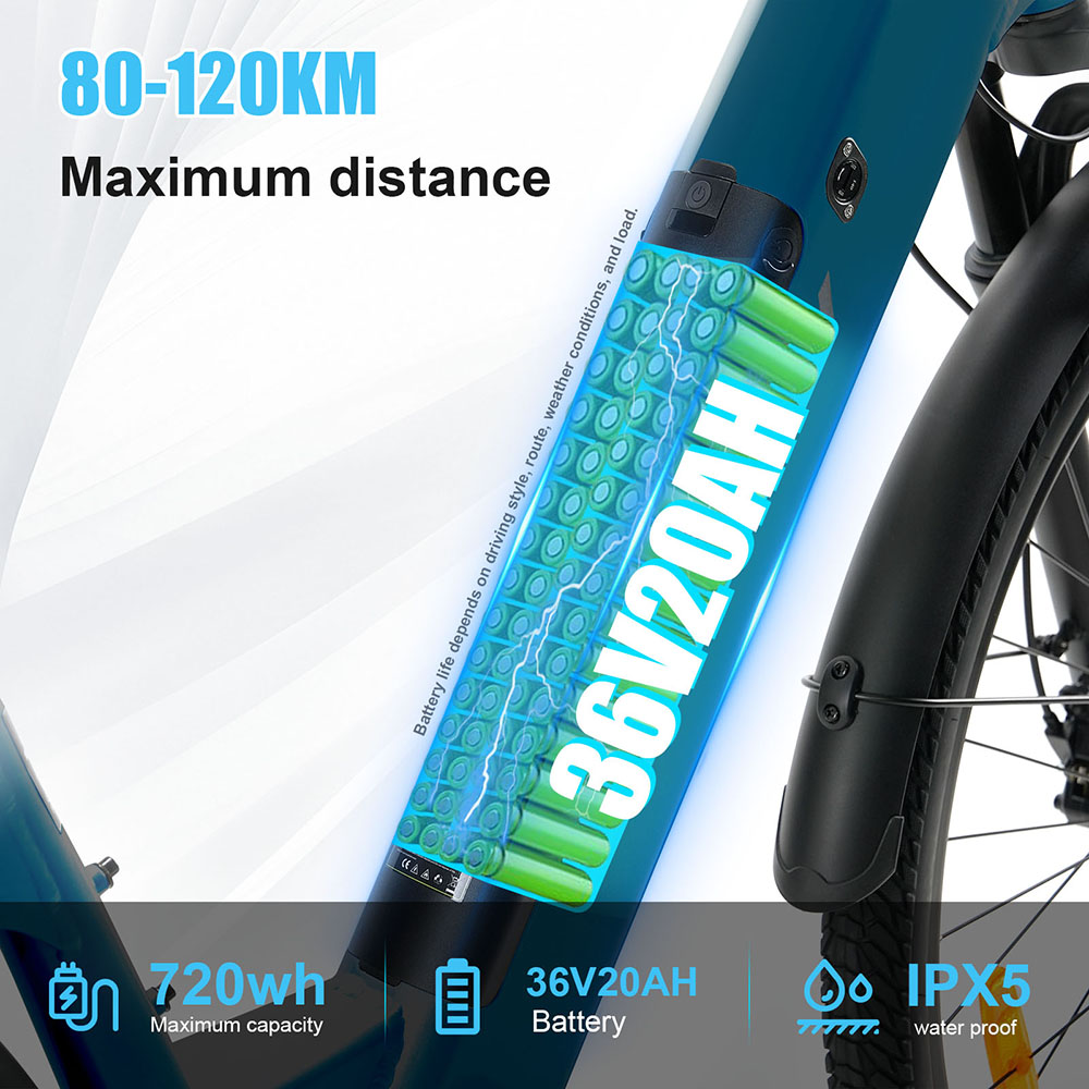 TTGO C3 Pro Electric Bike 250W Motor 36V 20Ah Battery 28 inch Tires 25km/h Max Speed 120km Max Range Hydraulic Disc Brake