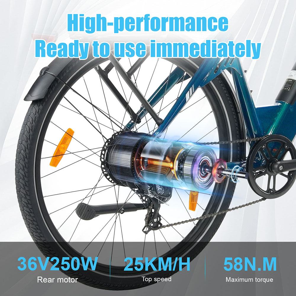 TTGO C3 Pro Electric Bike 250W Motor 36V 20Ah Battery 28 inch Tires 25km/h Max Speed 120km Max Range Hydraulic Disc Brake