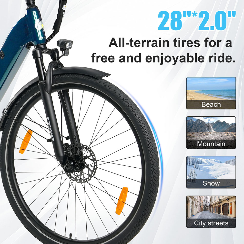 TTGO C3 Pro Electric Bike 250W Motor 36V 20Ah Battery 28 inch Tires 25km/h Max Speed 120km Max Range Hydraulic Disc Brake