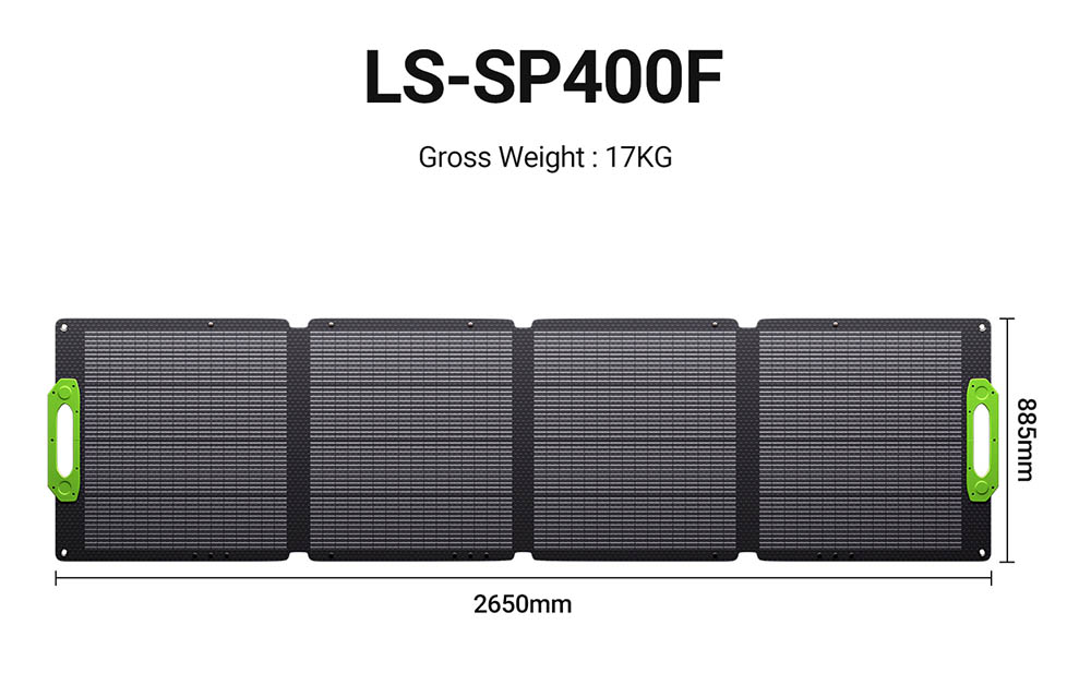 LIONSHEE LS-SP400F 400W Foldable Solar Panel 23% High Efficiency IP67 Waterproof Compatible with Power Station Generator/RV/