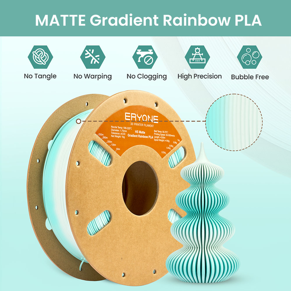 ERYONE High Speed Matte Gradient PLA Filament 1kg - Mint Green