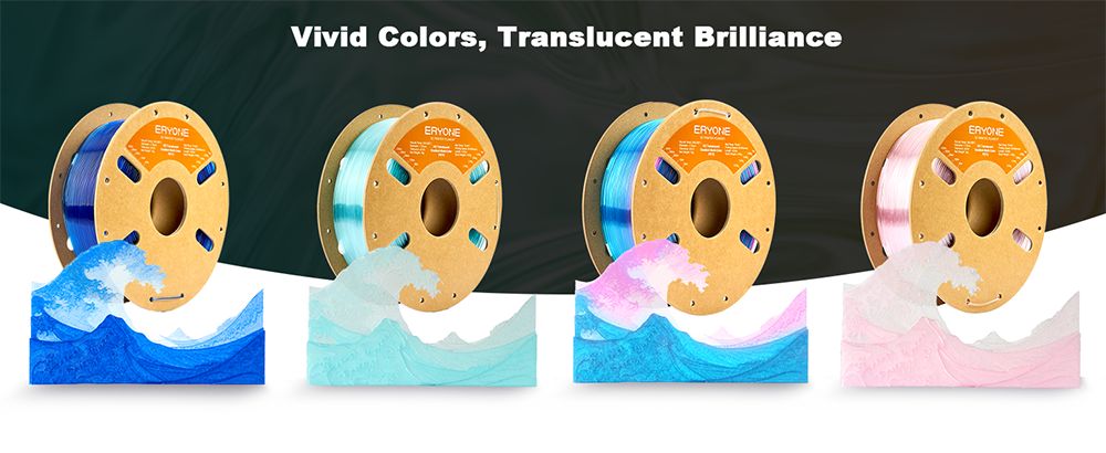 ERYONE High Speed Translucent Gradient Multi-Color PETG Filament  1kg - Light Blue