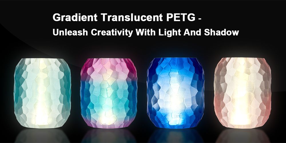 ERYONE High Speed Translucent Gradient Multi-Color PETG Filament  1kg - Light Blue
