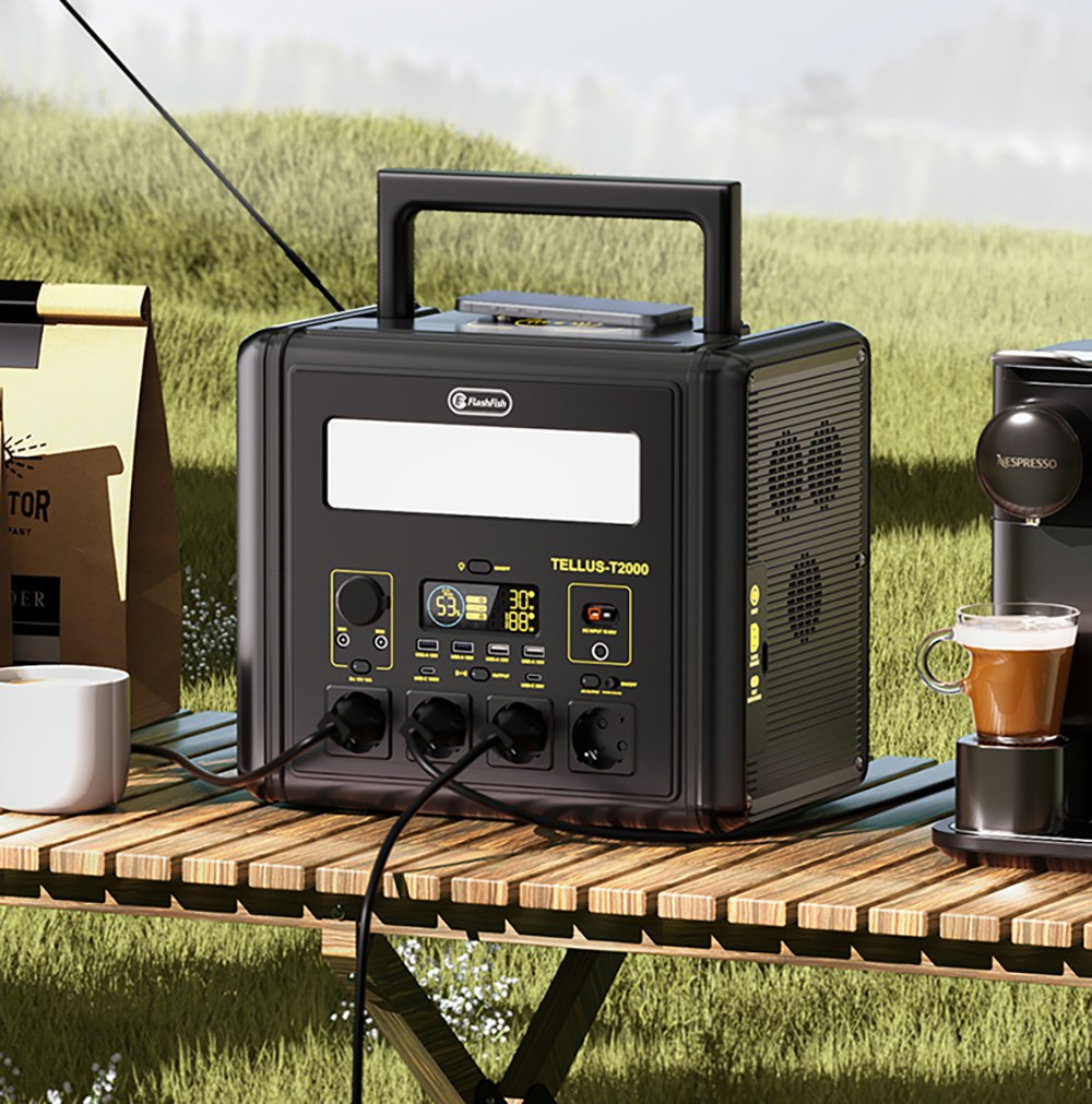 Flashfish T2000 2000W Portable Power Station  1536Wh LiFePO4 Battery  4000W Peak  1500W Fast AC Recharge  14 Outputs  for Home