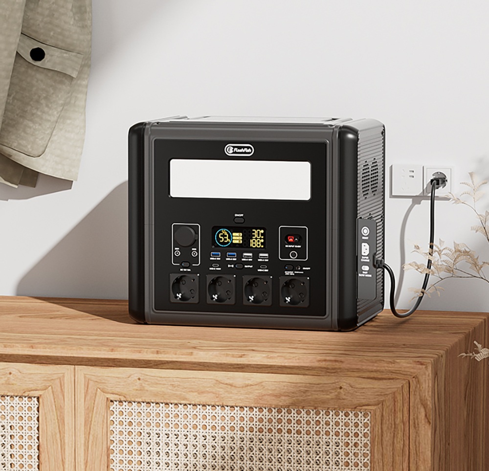 Flashfish T2000 2000W Portable Power Station  1536Wh LiFePO4 Battery  4000W Peak  1500W Fast AC Recharge  14 Outputs  for Home
