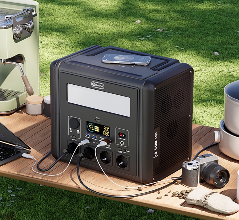 Flashfish T2000 2000W Portable Power Station  1536Wh LiFePO4 Battery  4000W Peak  1500W Fast AC Recharge  14 Outputs  for Home